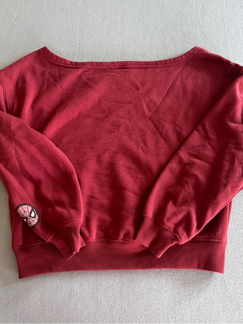 Marvel Spider-Man Red Off-the-Shoulder Graphic Sweater - Picture 4 of 4